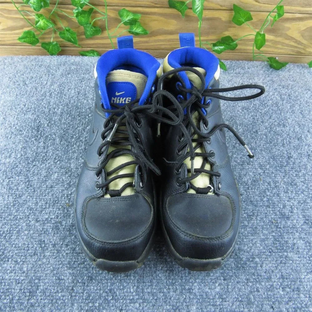 Nike Manoa PS Boys Black Leather Boots Y4 Lace‎ Up Athletic Shoes Medium